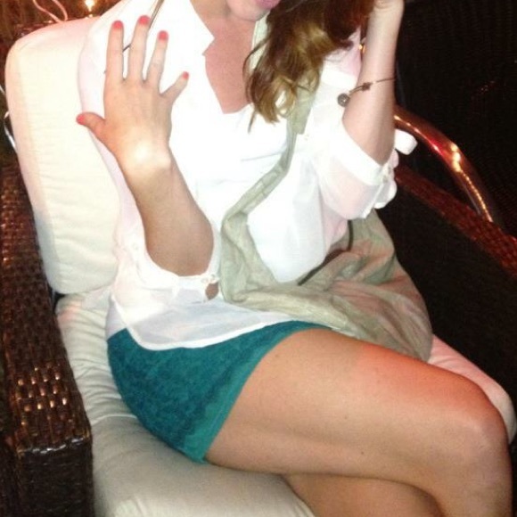 Express Dresses & Skirts - Teal lace mini skirt - Size S